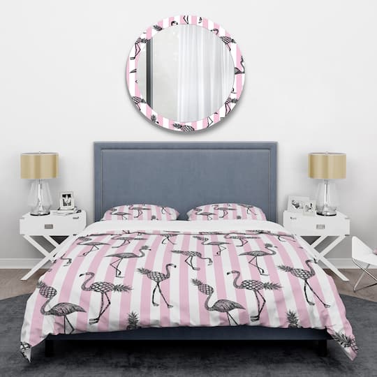 Designart 'Flamingo on Pink' Mid-Century Duvet Cover Set